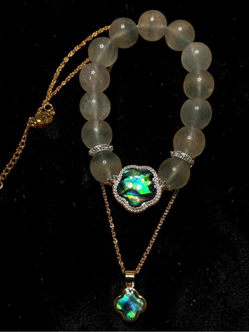 Handcrafted Bracelet and Stainless Steel Necklace